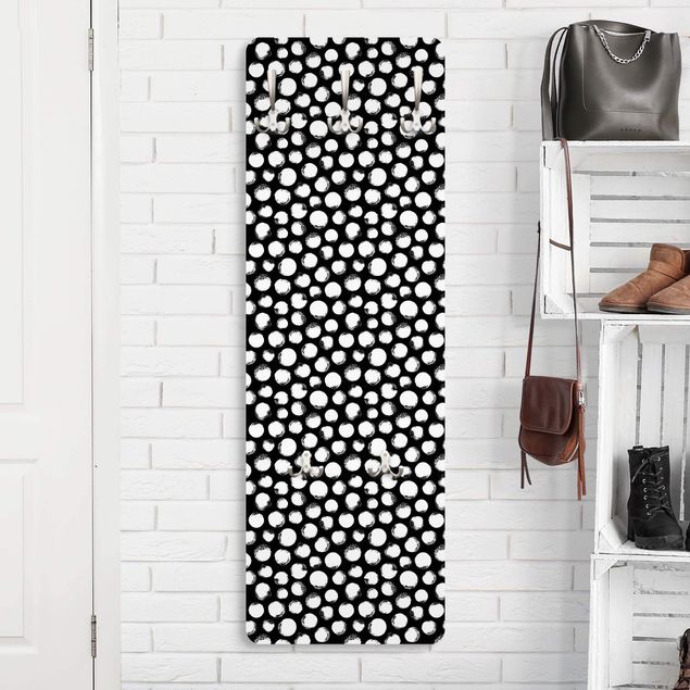 Coat rack modern - White Ink Polka Dots On Black