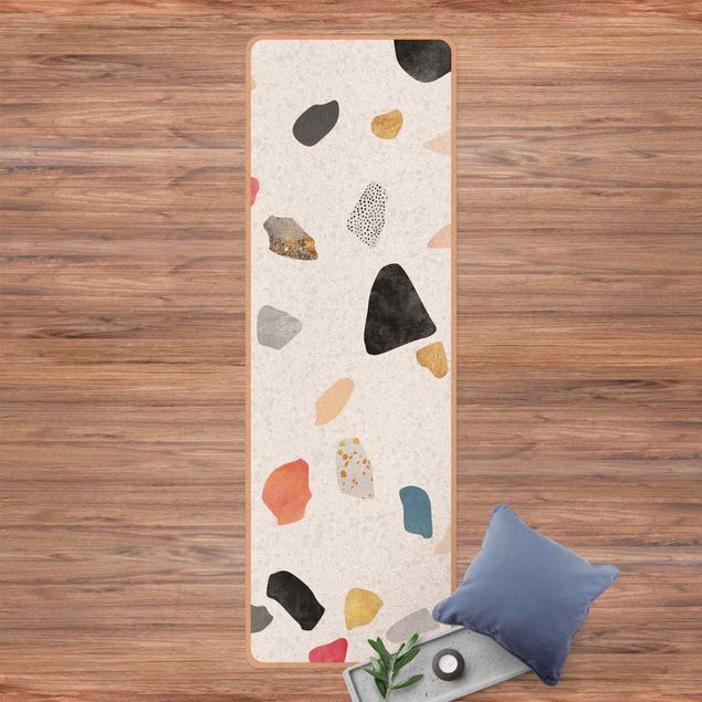 contemporary rugs White Terrazzo With Gold Stones