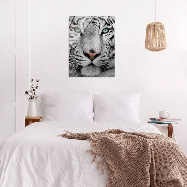 Glass print - White Tiger