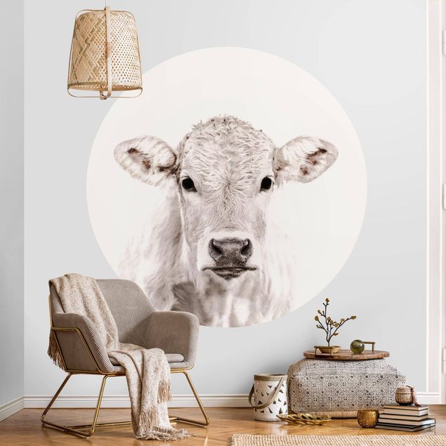 Self-adhesive round wallpaper - White Calf
