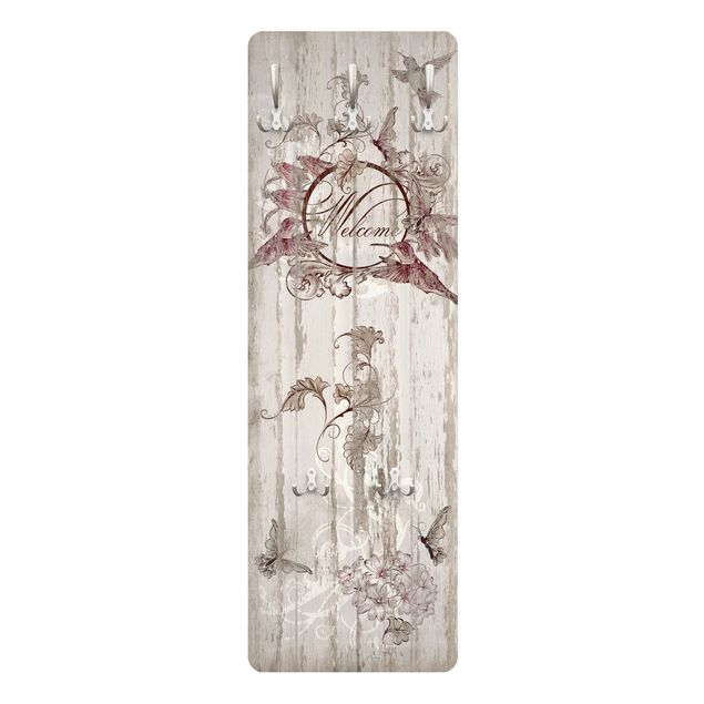 Coat rack vintage - Welcome with Butterfly