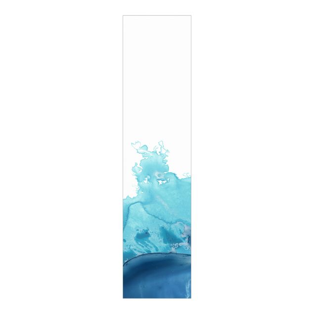 Sliding panel curtains set - Wave Watercolour Blue l