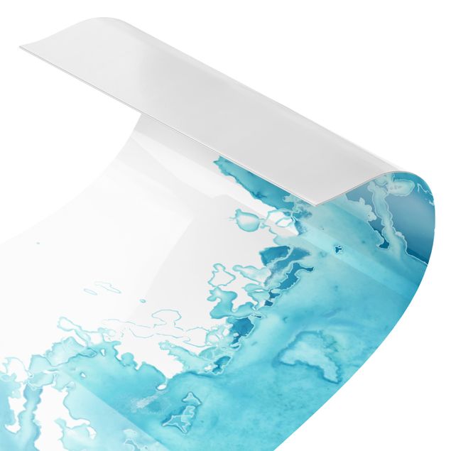 Kitchen wall cladding - Wave Watercolour Turquoise l