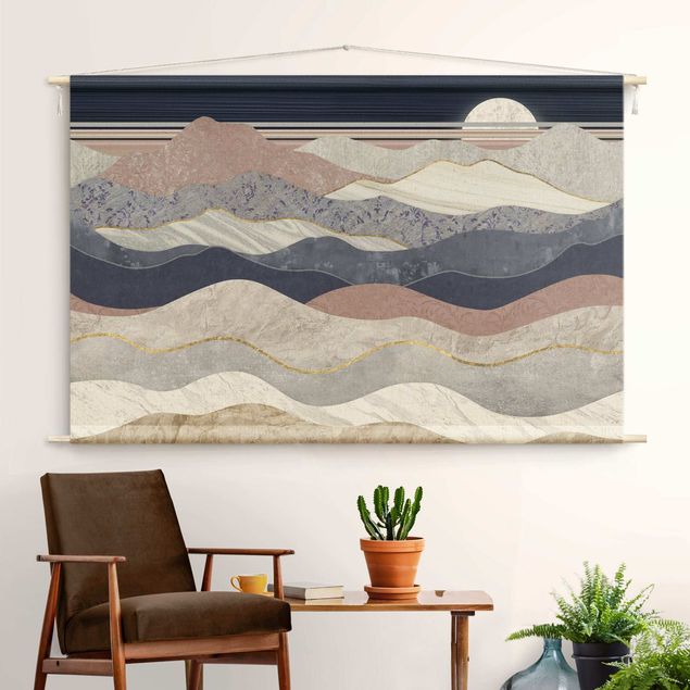 modern wall tapestry Wavey Mountain Landscape