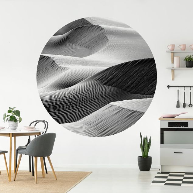 Self-adhesive round wallpaper - Wave Pattern In Desert Sand