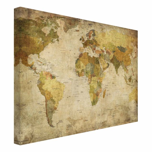 Canvas print gold - World Map