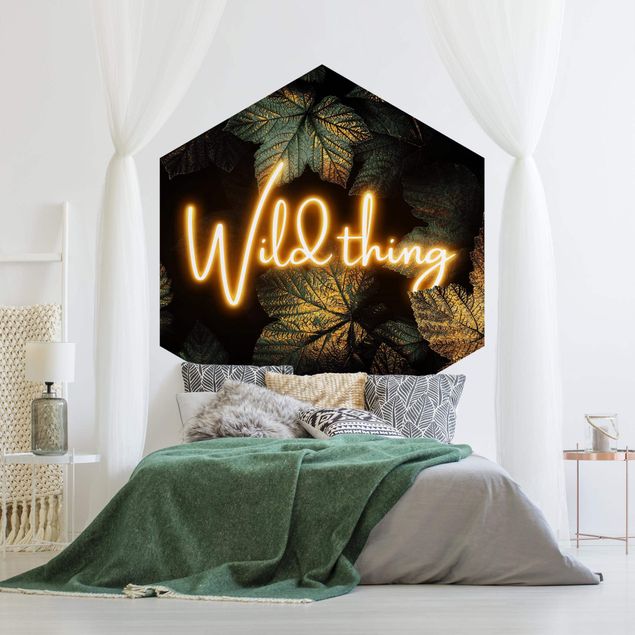 Self-adhesive hexagonal pattern wallpaper - Wild Thing Golden Leaves