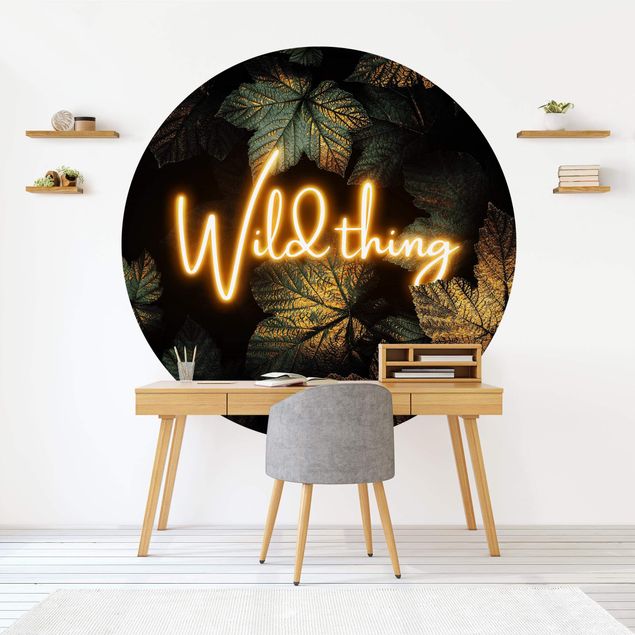 Self-adhesive round wallpaper - Wild Thing Golden Leaves