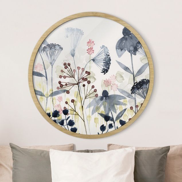 Framed prints round Wild Flowers Watercolour I