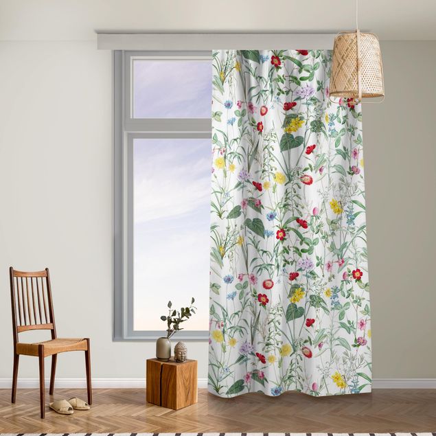 contemporary curtains Wildflowers On White