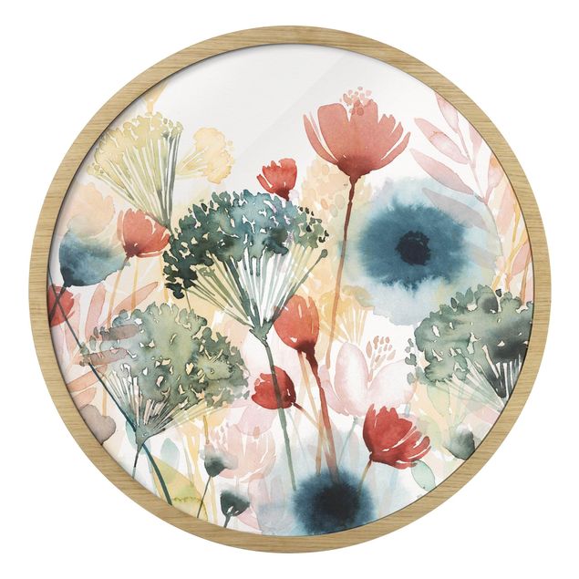 Circular framed print - Wild Flowers In Summer I