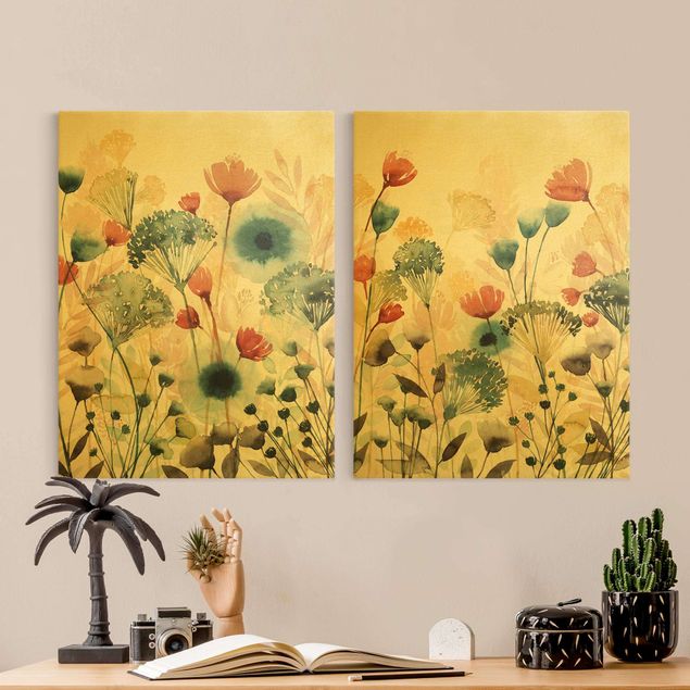 Print on canvas - Wild Flowers In Sommer Set I