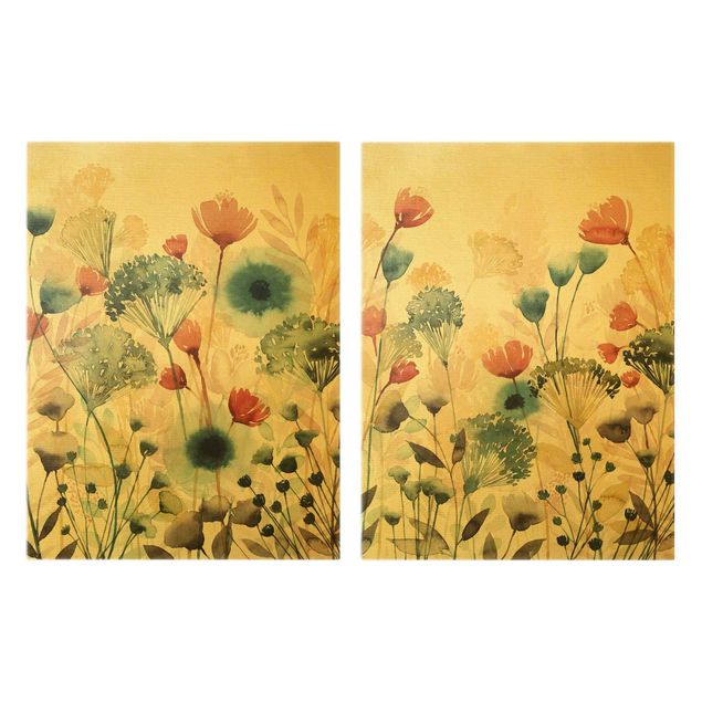 Print on canvas - Wild Flowers In Sommer Set I
