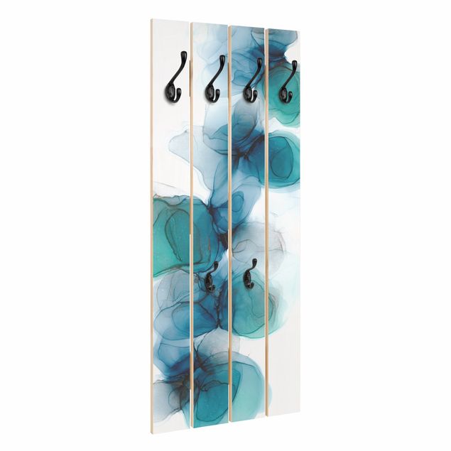 Wooden coat rack - Wild Flowers In Blue And Gold