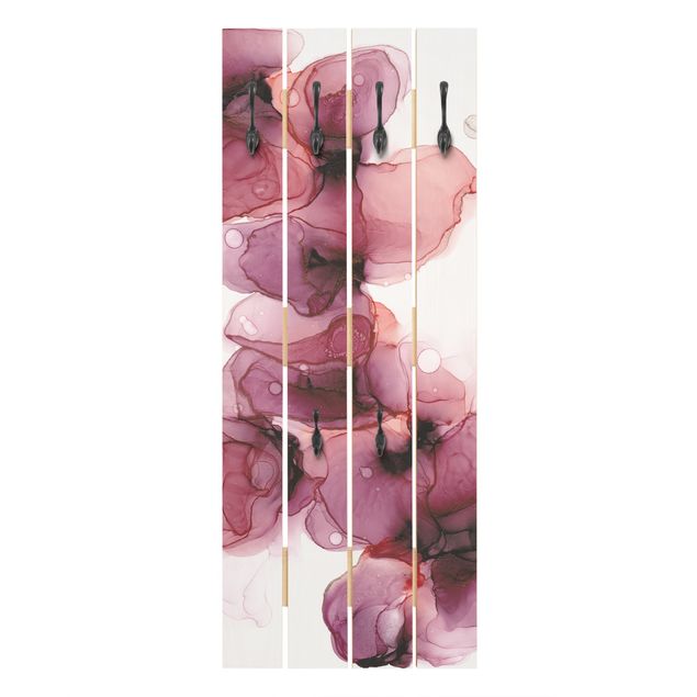 Wooden coat rack - Wild Flowers In Purple And Gold
