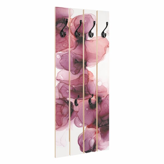 Wooden coat rack - Wild Flowers In Purple And Gold