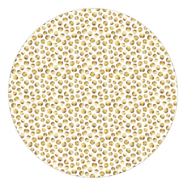 Self-adhesive round wallpaper - Wild Golden Polkadots