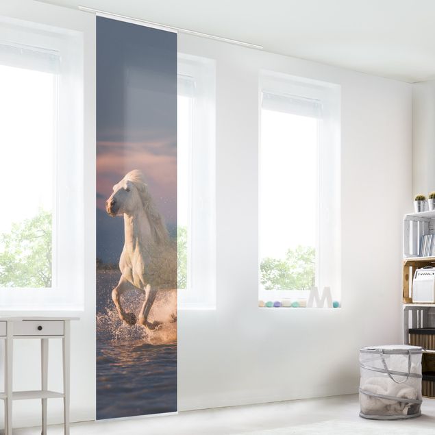 Sliding panel curtains set - Wild Horses In Kamargue