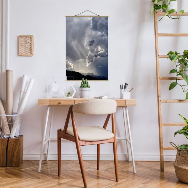 Fabric print with poster hangers - Wild Clouds - Portrait format 2:3