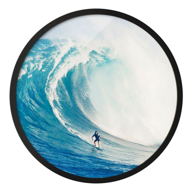 Circular framed print - Wild Surfing