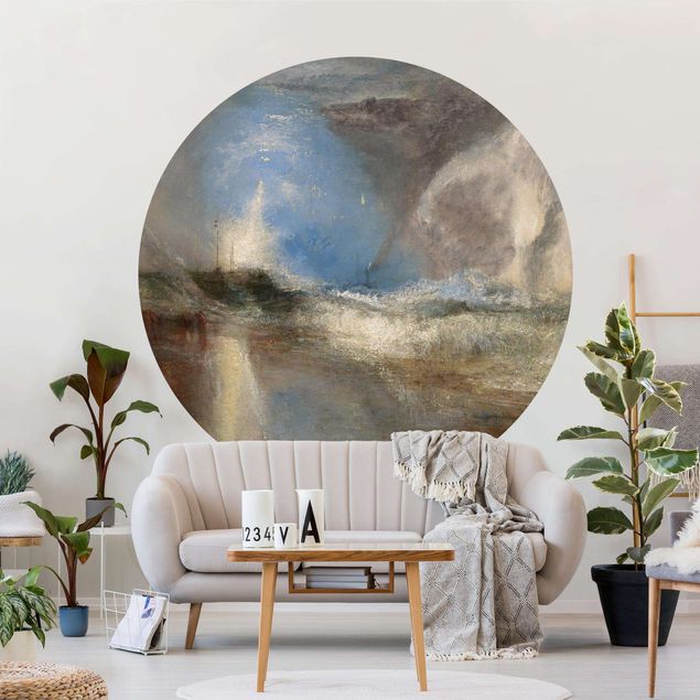 Self-adhesive round wallpaper beach - William Turner - Rockets And Blue Lights (Close At Hand) To Warn Steamboats Of Shoal Water