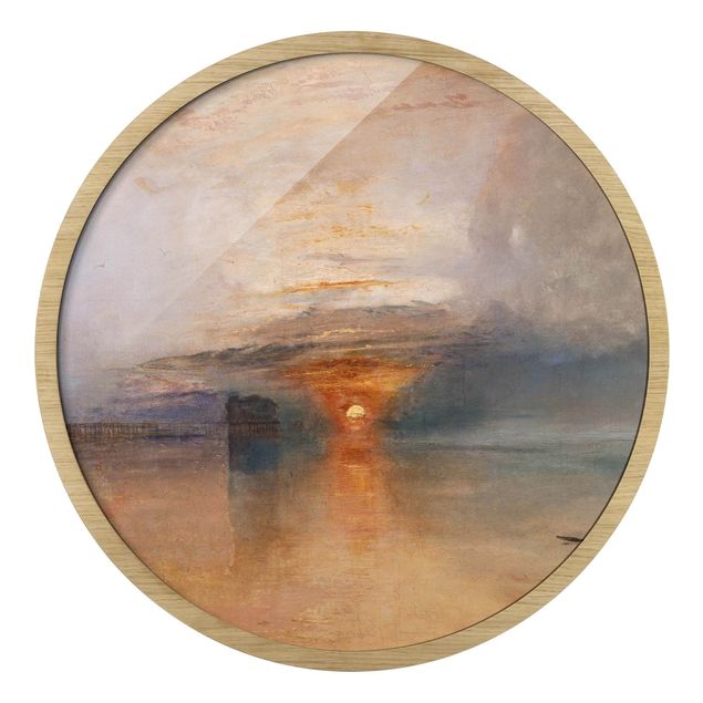 Circular framed print - William Turner - Beach At Calais