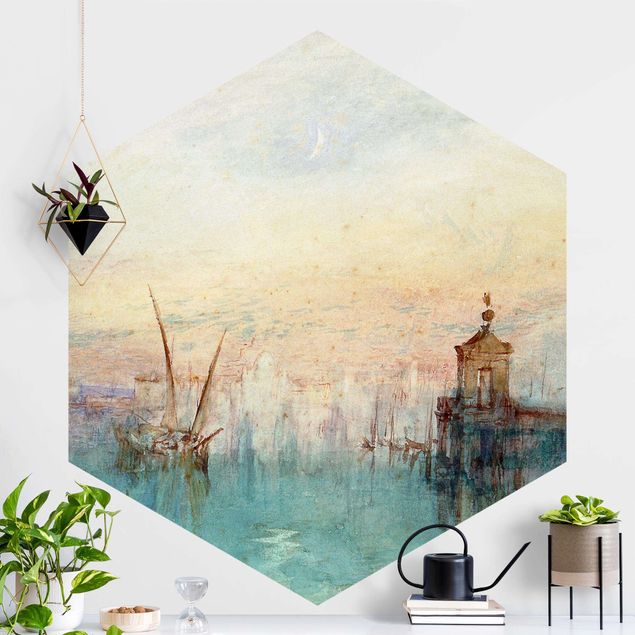 Hexagonal wall mural William Turner - Venice With Moon