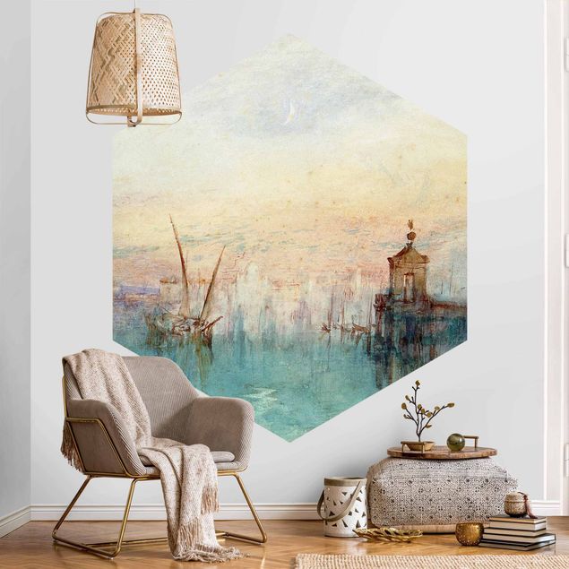Self-adhesive hexagonal pattern wallpaper - William Turner - Venice With Moon