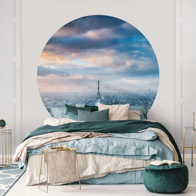 Self-adhesive round wallpaper - Winter In Paris