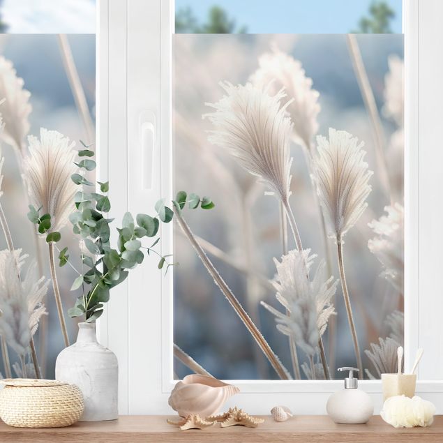 Window decoration - Winter grasses close-up