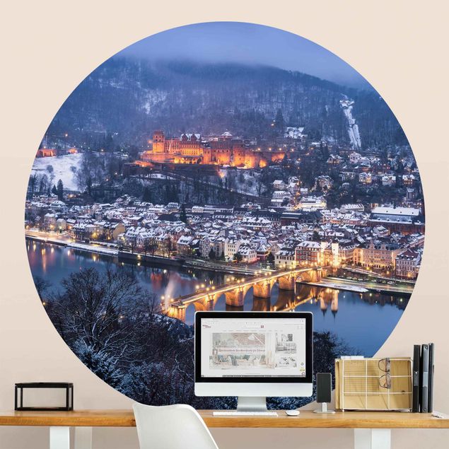Self-adhesive round wallpaper - Heidelberg In The Winter