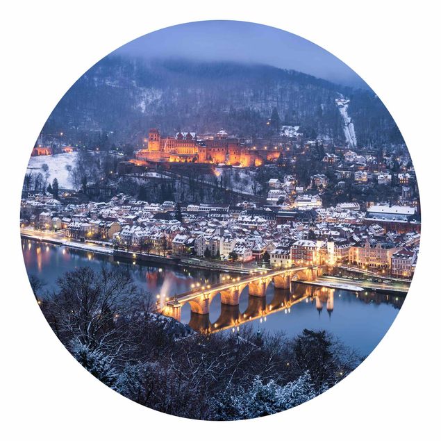 Self-adhesive round wallpaper - Heidelberg In The Winter