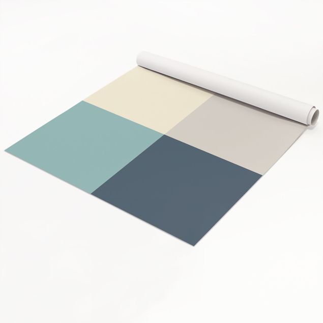 Adhesive film - Cosy Colours Squares Lagoon - Cashmere Sand Pastel Turquoise Slate Blue