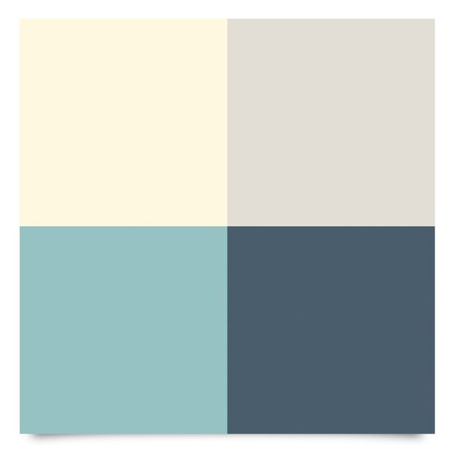 Adhesive film for furniture - Cosy Colours Squares Lagoon - Cashmere Sand Pastel Turquoise Slate Blue