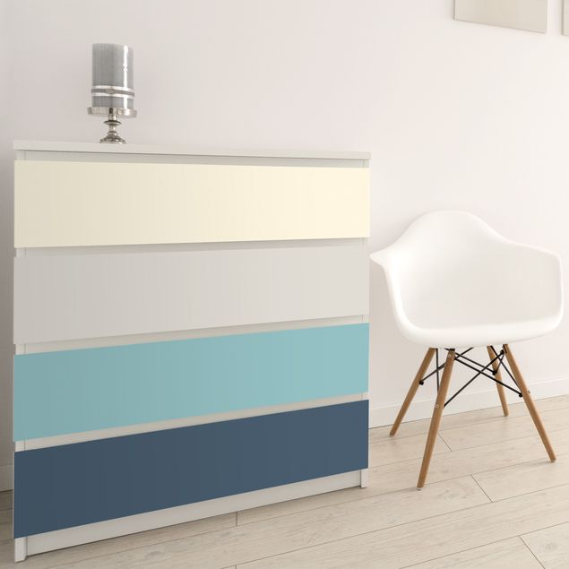 Adhesive film for furniture - Cosy Colours Stripes Lagoon - Cashmere Sand Pastel Turquoise Slate Blue