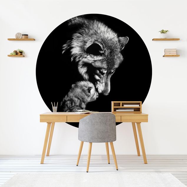 Self-adhesive round wallpaper - Wolf In The Dark