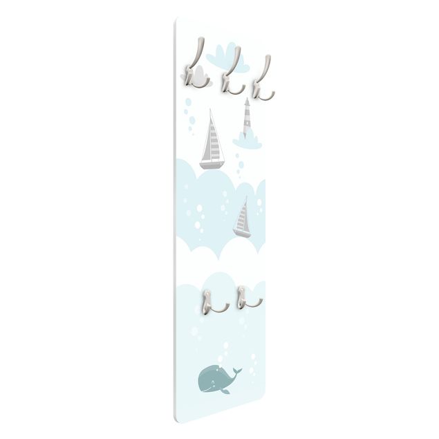 Coat rack kids - Clouds With Whale And Lighthouse