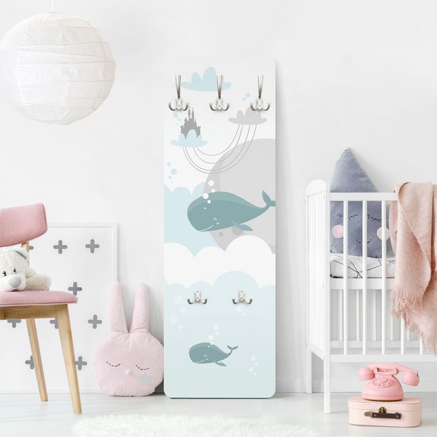 Coat rack kids - Clouds With Whale And Castle