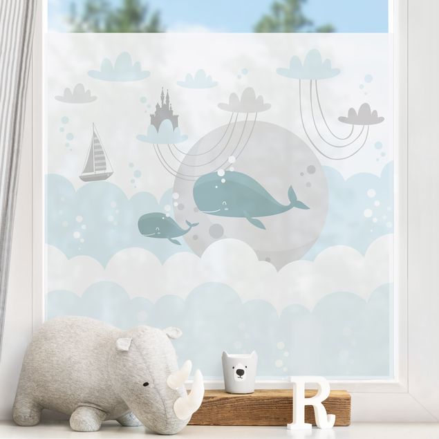 Window decoration - Clouds With Whale And Castle
