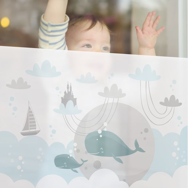 Window decoration - Clouds With Whale And Castle
