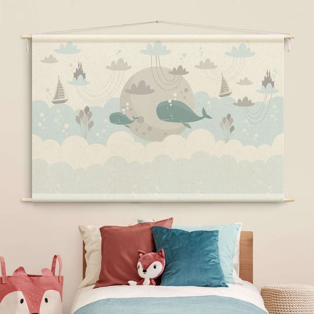 wall hangings Clouds With Whale And Castle