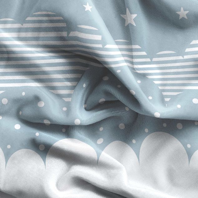 window curtains for bedroom Clouds and Stars - blue