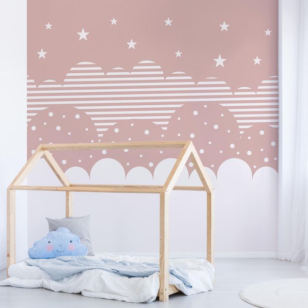 Wallpaper - Clouds and Stars - pink