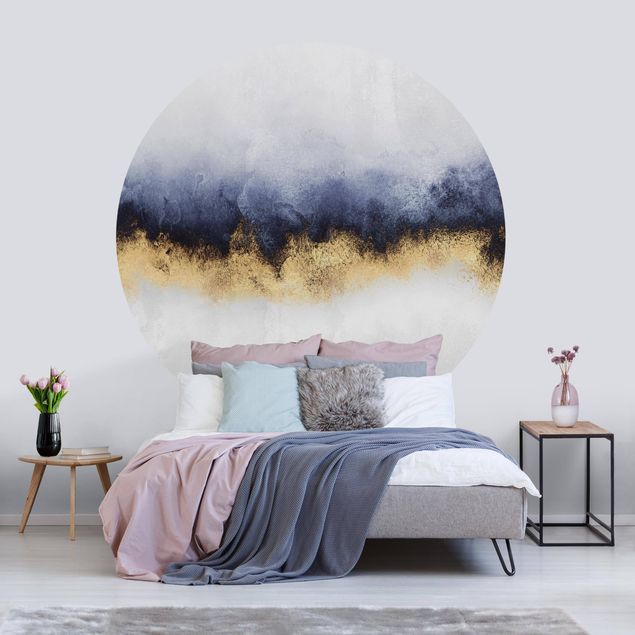 Self-adhesive round wallpaper - Cloudy Sky With Gold