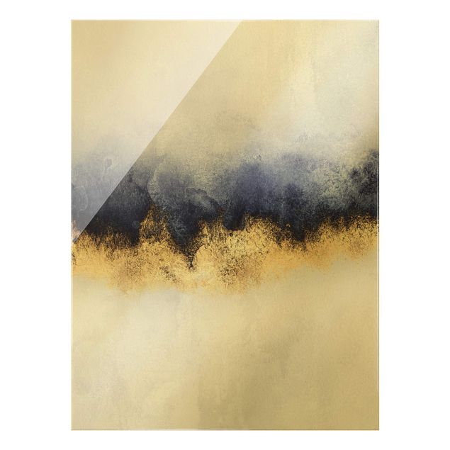 Glass print - Cloudy Sky With Gold