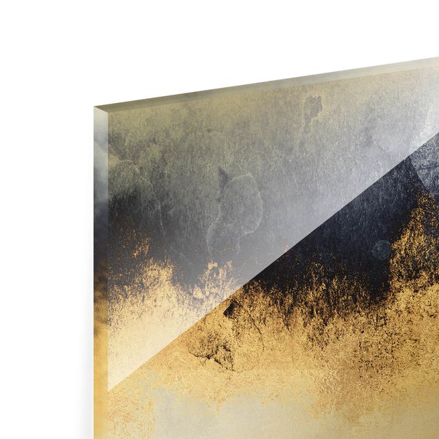 Glass print - Cloudy Sky With Gold - Panorama