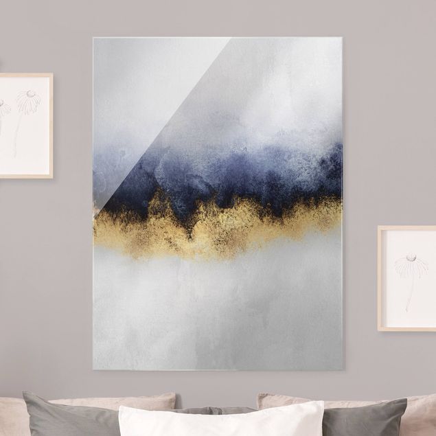 Glass print - Cloudy Sky With Gold