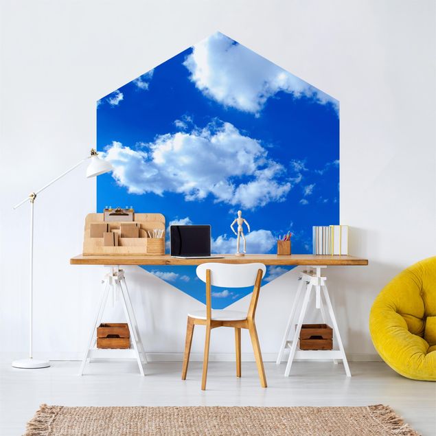 Self-adhesive hexagonal pattern wallpaper - Cloudy Sky