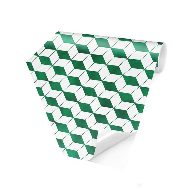 Self-adhesive hexagonal pattern wallpaper - Cube Pattern In 3D