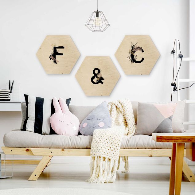 Wooden hexagon - Desired Letter Watercolour